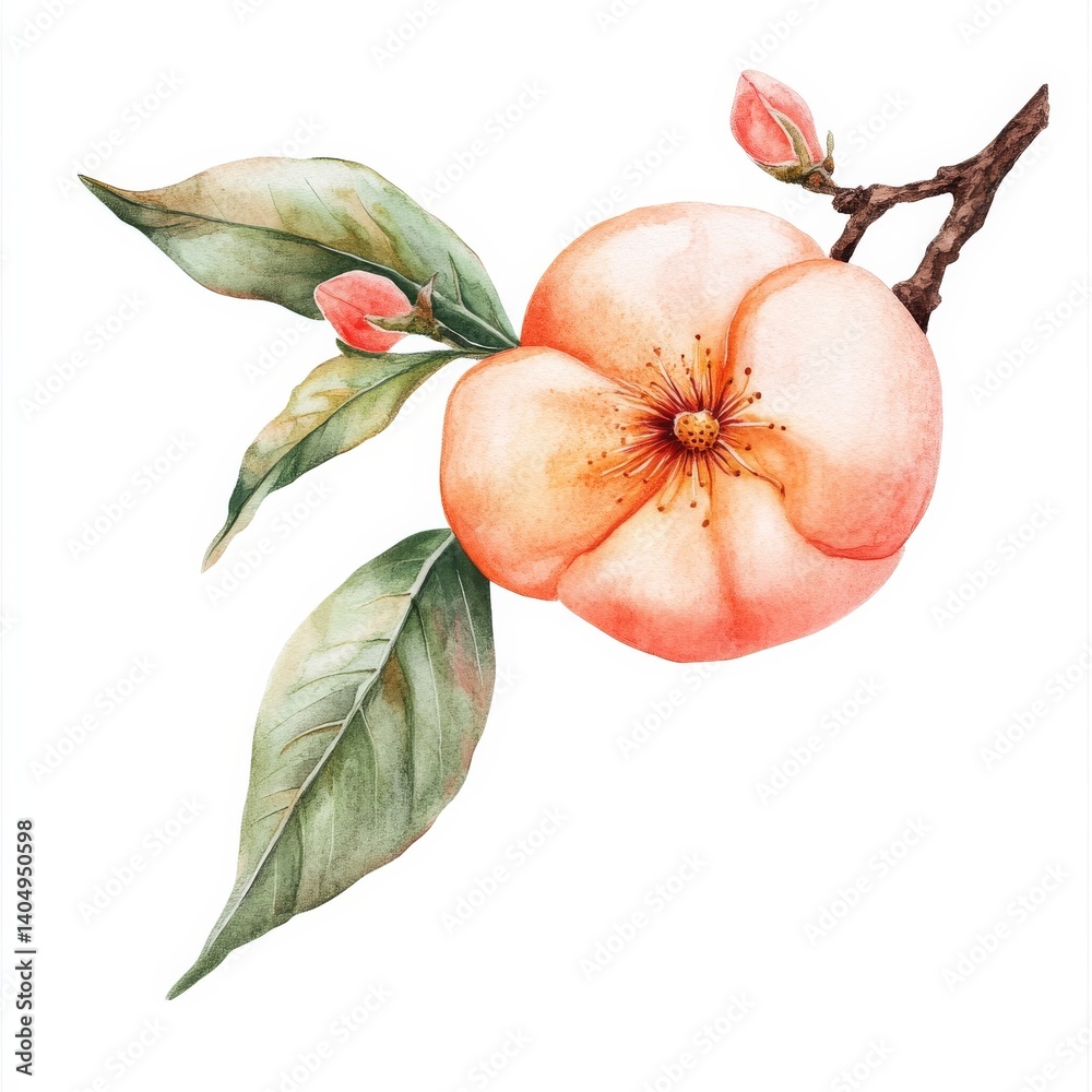 White background, single peach.
