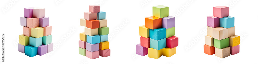 Set or collection of building blocks isolated on transparent background Set or collection of building blocks isolated on transparent background