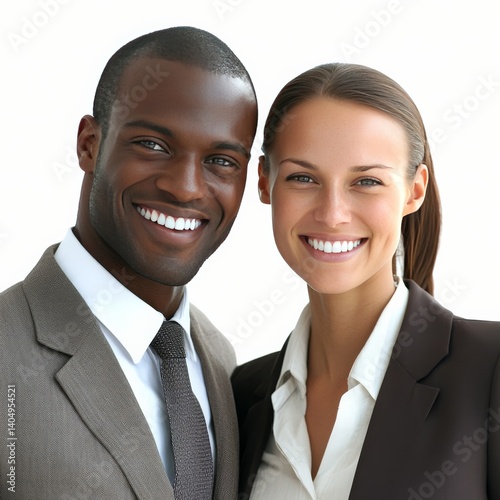 Obraz na płótnie Smiling business team on white. w salonie