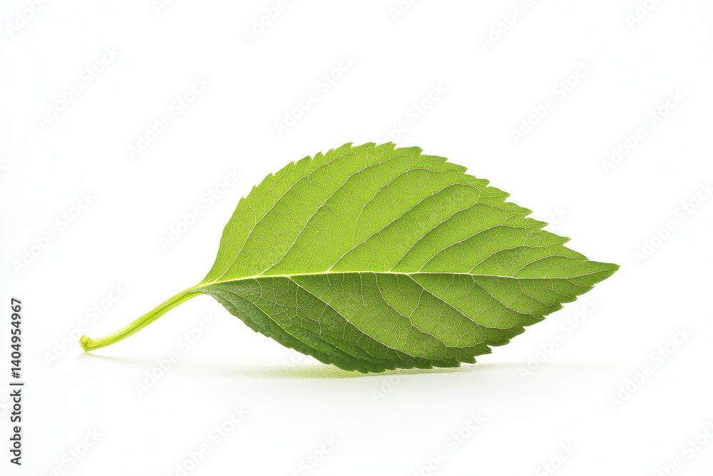 Obraz premium Vibrant Green Leaf Against White
