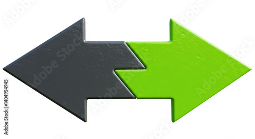 Isolated Opposing Arrows in Gray and Green