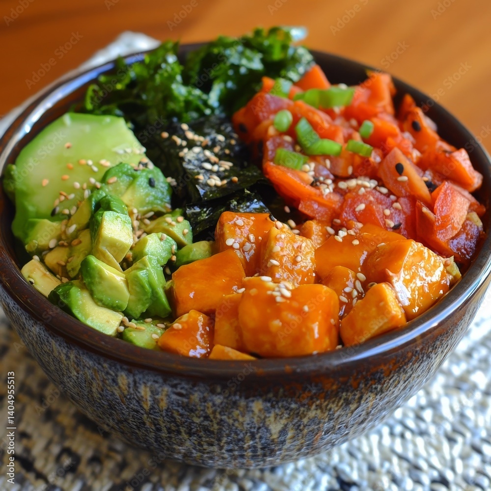 Vegan bowl of poke.