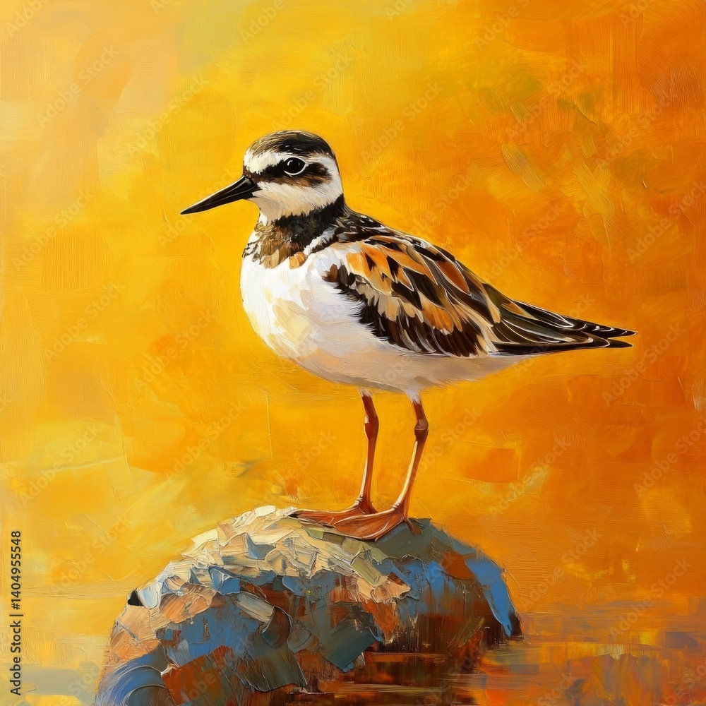 Ruddy turnstone on yellow.