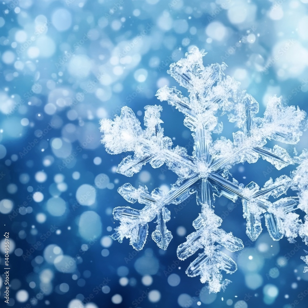 Christmas snowflake on winter scene.