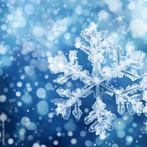 Obraz na płótnie Christmas snowflake on winter scene. w salonie