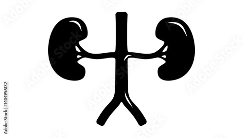 kidney symbol, black isolated silhouette