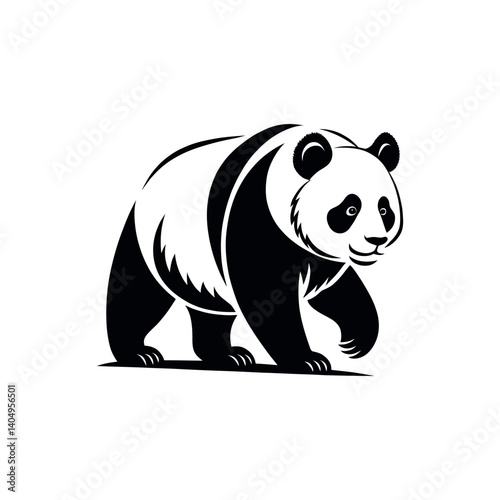 panda silhouette logo vector line art logo design