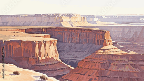 Riverbed mists canyon isolated vector illustration svg 