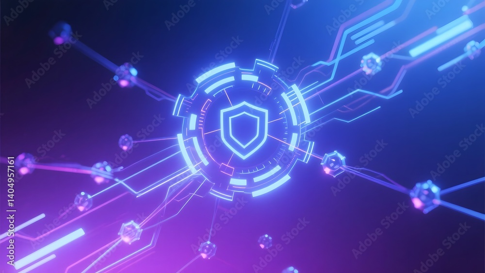 Obraz premium Glowing nodes and connections in a digital network, symbolizing interconnected technology and innovation