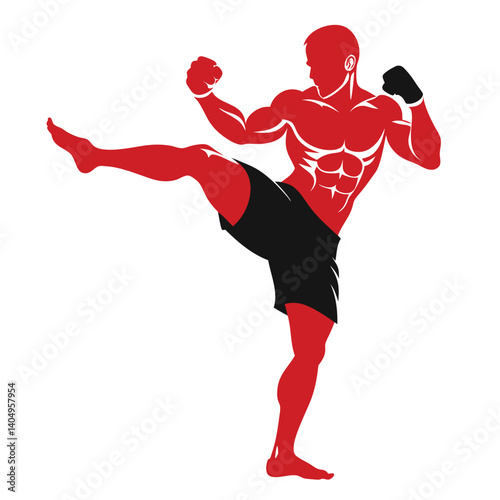 realistic silhouette of a boxer with visible leg muscles vector illustration