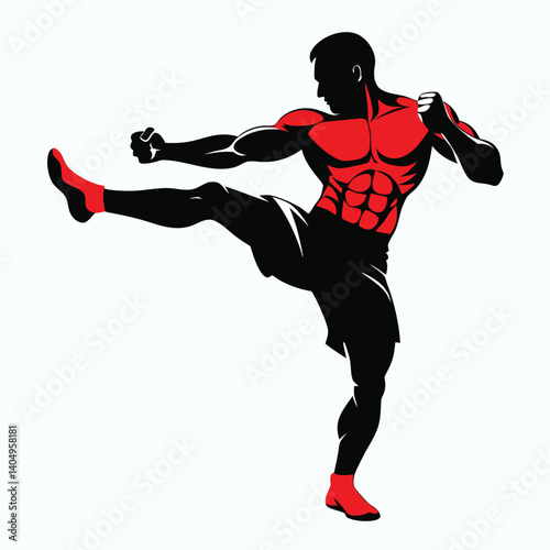 realistic silhouette of a boxer with visible leg muscles vector illustration