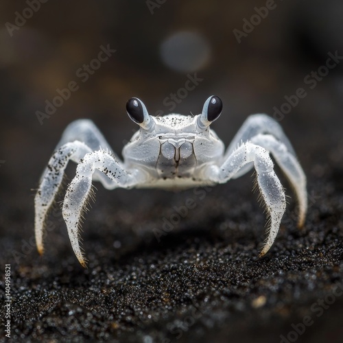 Obraz na płótnie Close up: Small horned ghost crab on Costa Rican sand. w salonie