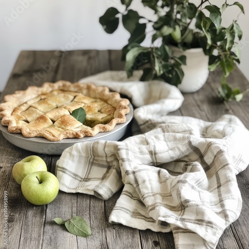 Obraz na płótnie Rustic apple pie scene. w salonie