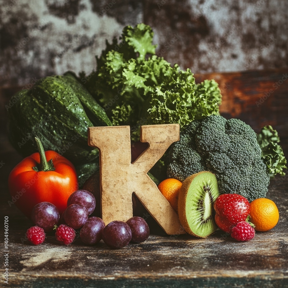 Vitamin K, fiber, and minerals in old photo.