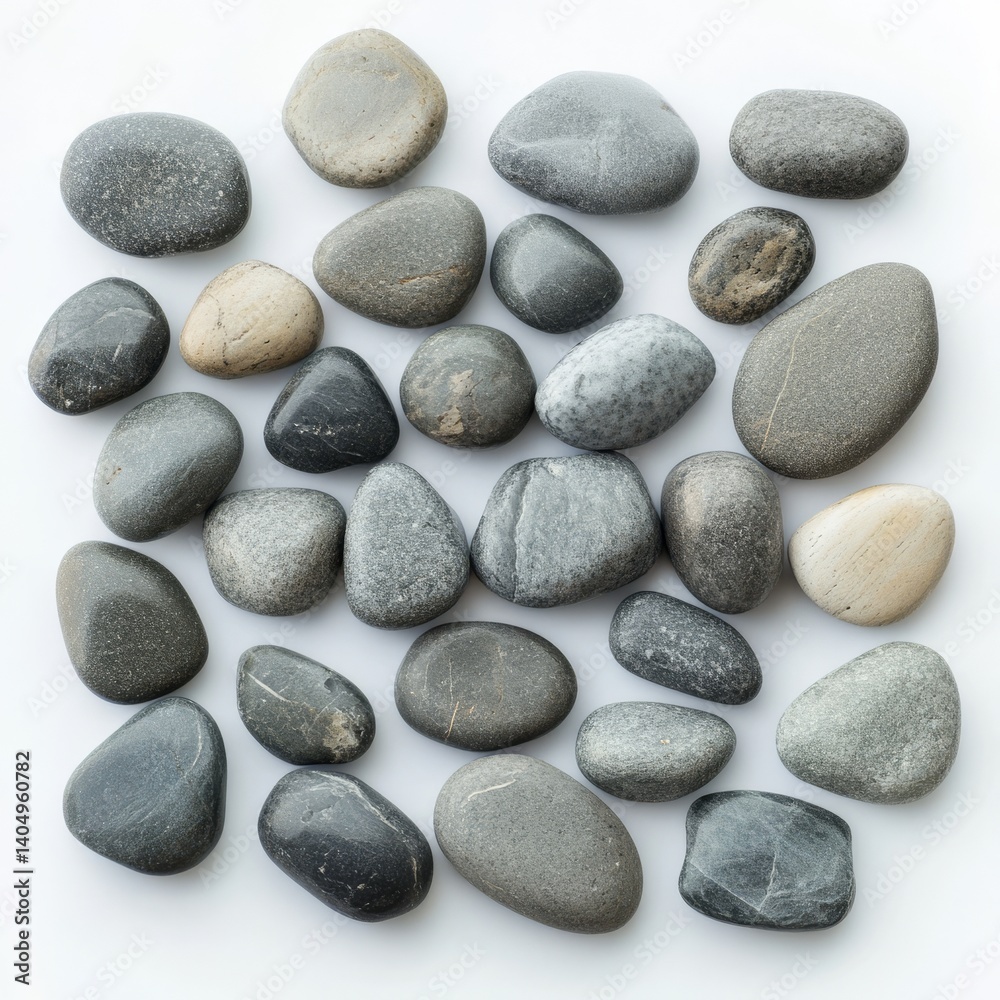 Gray stones on white background.