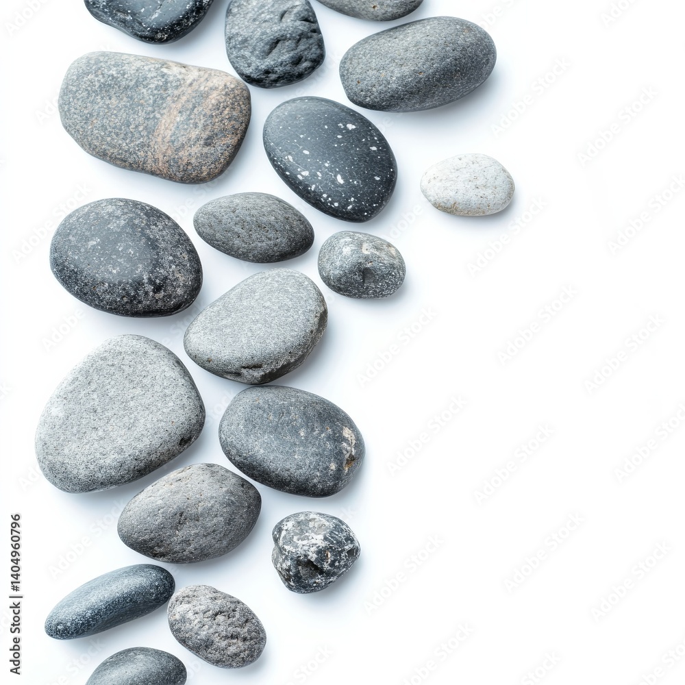 Natural gray stones on white.