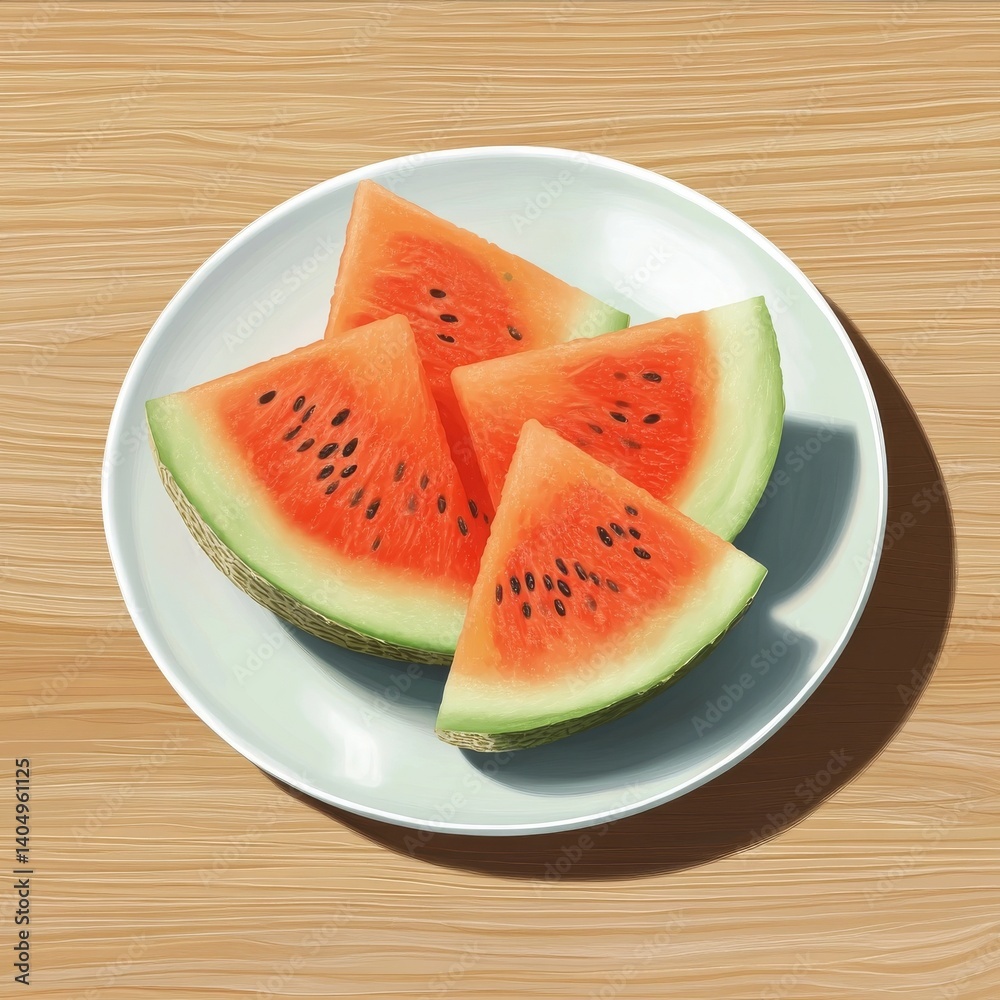 Melon plate on wood.