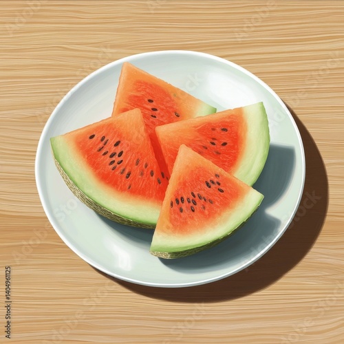 Obraz na płótnie Melon plate on wood. w salonie