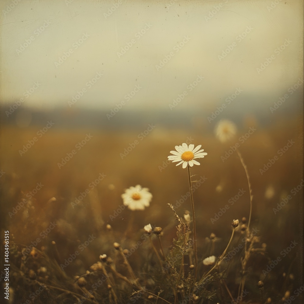 Wild camomile in a natural field.