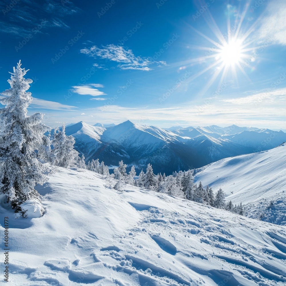 Slovakian peaks: winter snow, blue sky.