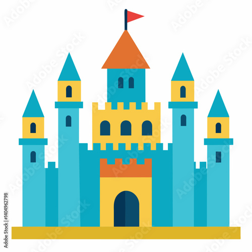 castle, fantasy building, medieval stronghold, vector illustration