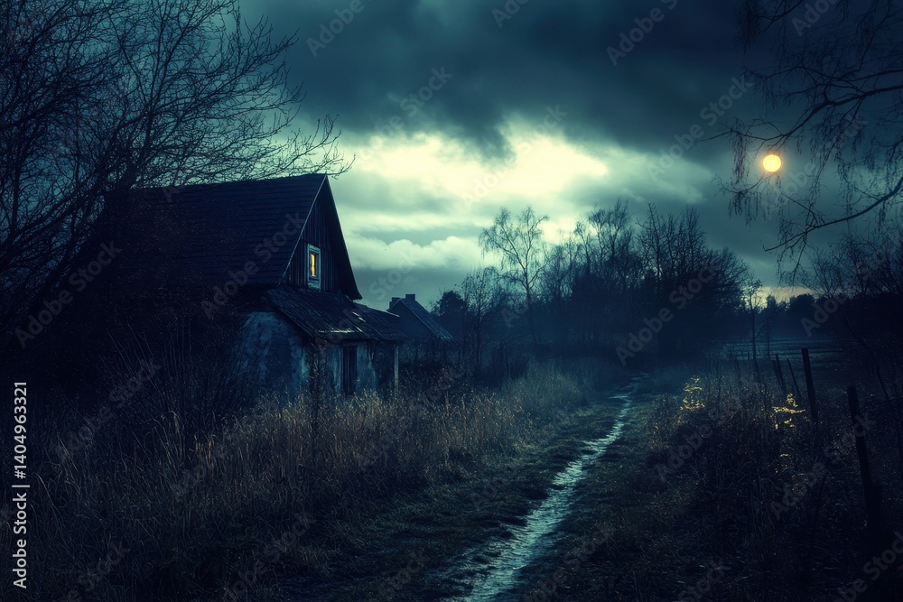 Obraz premium Haunted Countryside at Night