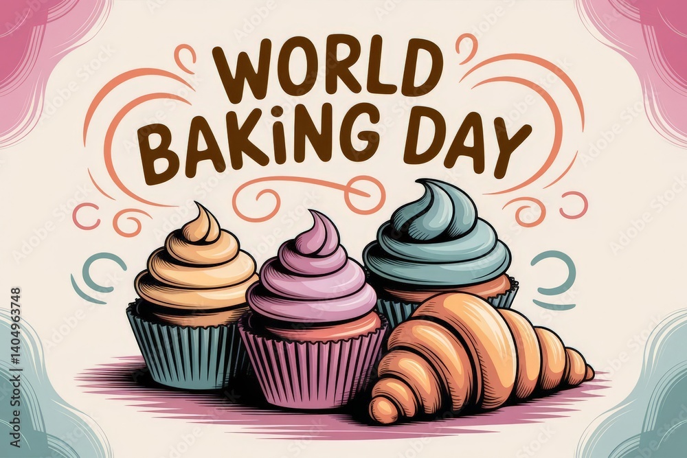 World Baking Day With Cupcakes and Croissants World Baking Day With Cupcakes and Croissants