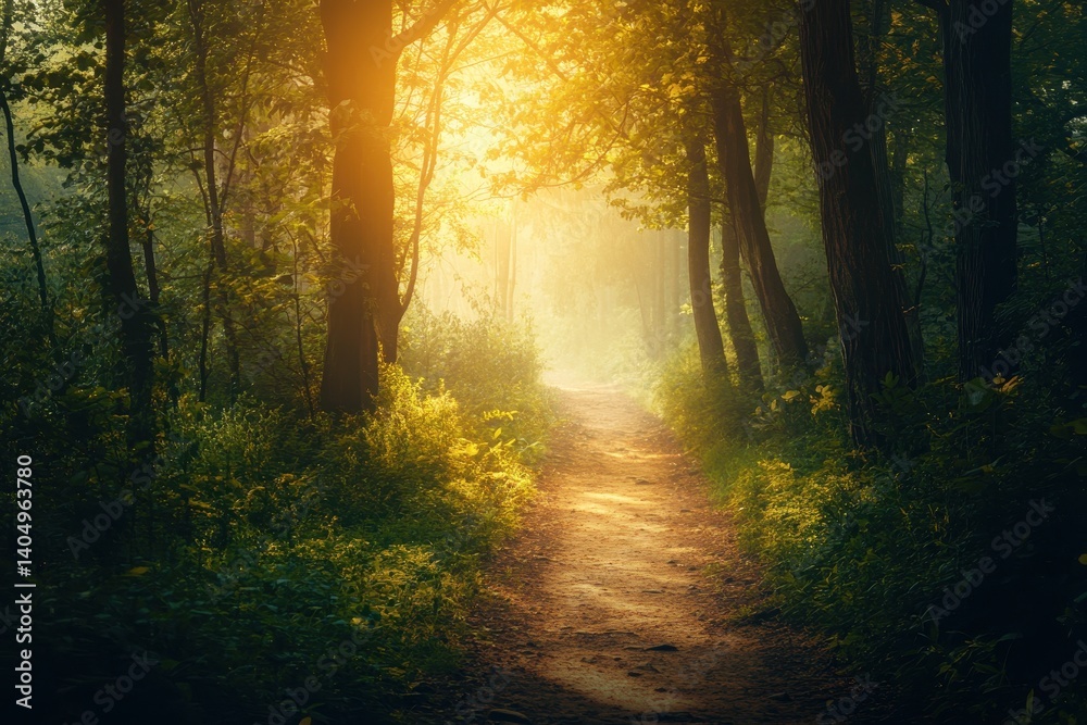 Obraz premium Sunlit Forest Path