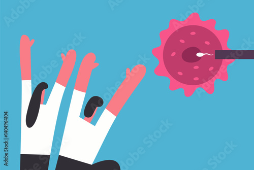 IVF doctor explaining procedure to couple. Flat vector illustration.