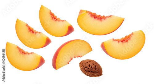 Isolated Peach Slices