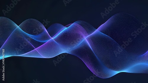 Abstract Sound Wave Visualization in Vibrant Blue and Purple Tones
