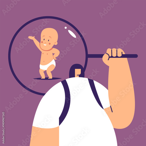 Teen Girl taking care of baby. Flat vector illustration in cartoon style.