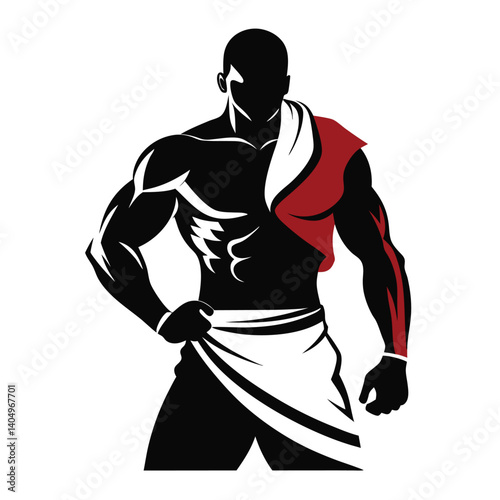 realistic silhouette of a boxer with towel over shoulders vector Illustration