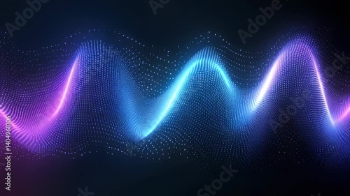 Vibrant Digital Sound Waves in Blue and Pink Colors on Dark Background