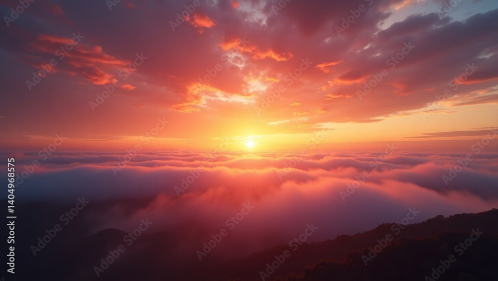 Obraz premium Majestic Sunset Over a Sea of Clouds