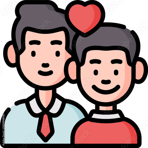 father and son Illustration on a white background     