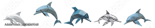 Elegant Paper Dolphins in Stylish Origami Art Display, Isolated on Transparent Background