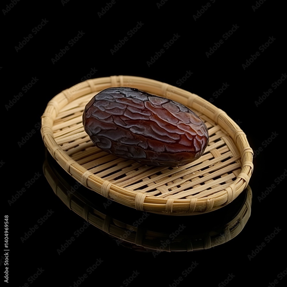 One date on bamboo, black glass.