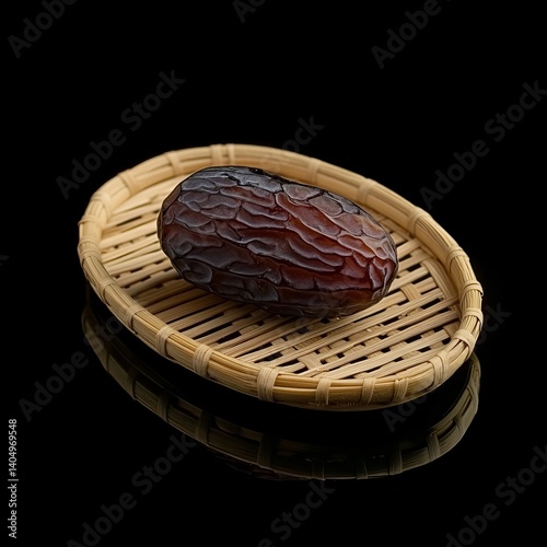 One date on bamboo, black glass.