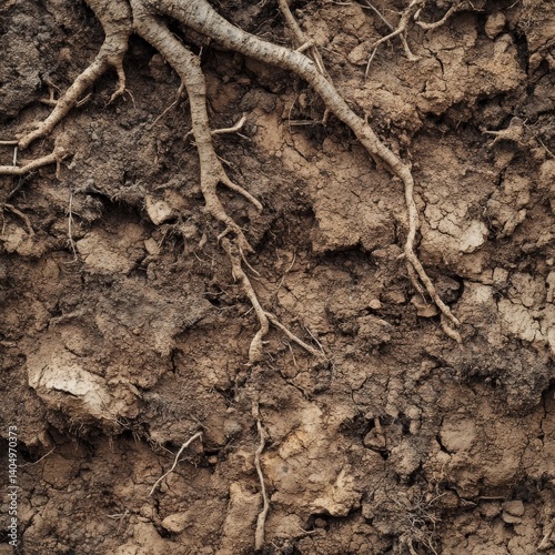 Obraz na płótnie Roots and plant matter in soil; abstract backdrop. w salonie