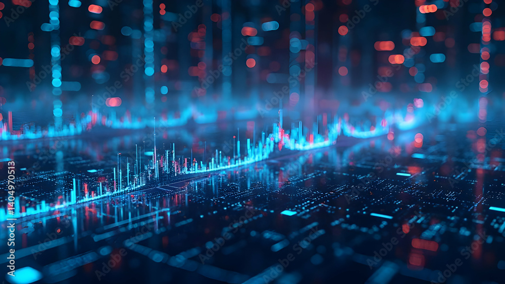 Fototapeta premium Quantum Derivative Nexus: Blockchain-Secured Algorithmic Trading with Digital Light Path Visualization