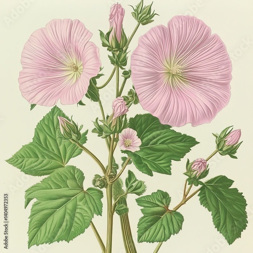 Marsh Mallow (Althaea): A garden medicinal herb.