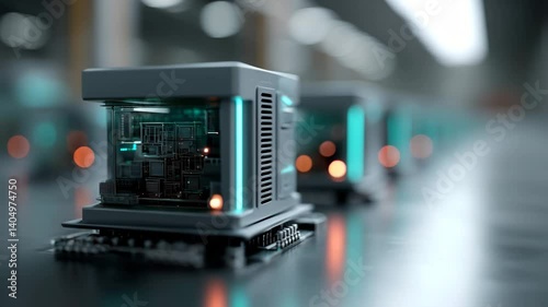 Futuristic supercomputer with intricate neural network and glowing circuitry