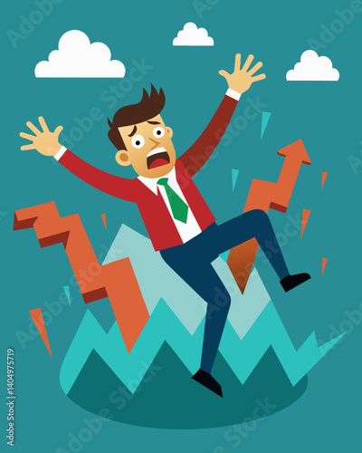 The plunging stock prices have caused a wave of panic a investors as they watch their portfolios take a hit.. Vector illustration