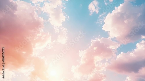 Serene Sky with Soft Clouds and Vibrant Blue Background