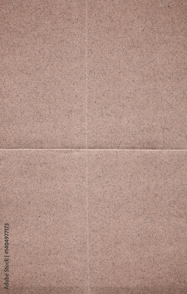 Fototapeta premium Close-up scan of high-quality, recycled brown paper with fine fiber details and subtle horizontal and vertical fold marks. This detailed texture is ideal for designers seeking authentic paper backs.