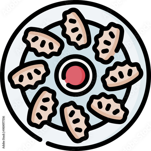 gyoza Illustration on a white background    