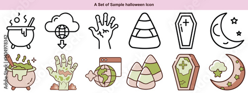 Halloween Icons Vector Set: Spooky, Festive, Holiday Graphics


