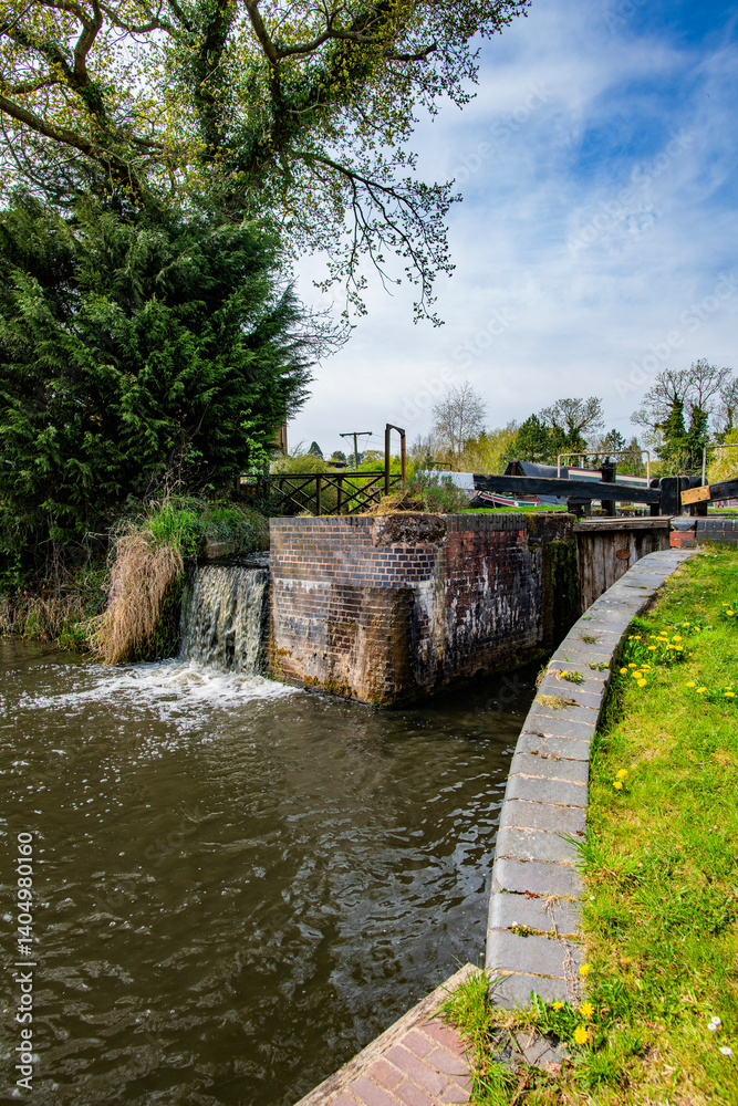 Lapworth flight of locks Warwickshire England UK. Lock gates flight of locks. Lapworth flight of locks Warwickshire England UK. Lock gates flight of locks.