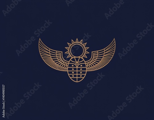 Elegant Golden Scarab Beetle Logo Design